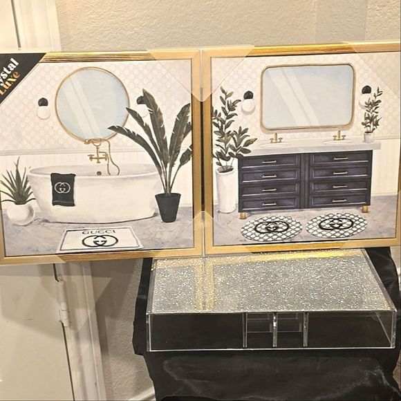 Crystal Luxe Bath Time With Gucci 2-PC Framed Canvas Wall Decor - Picture 4 of 9